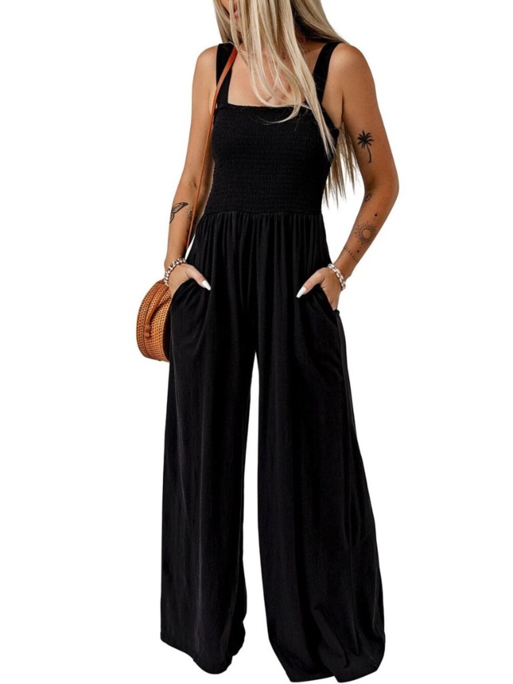 Women's Casual Jumpsuits One Piece Sleeveless Wide Leg Rompers